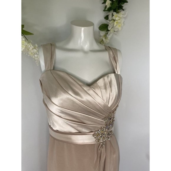 Montage Mon Cheri Size 6 Fits 2 Champagne Gown Embellished Beaded Dress 2 Piece - Picture 10 of 16